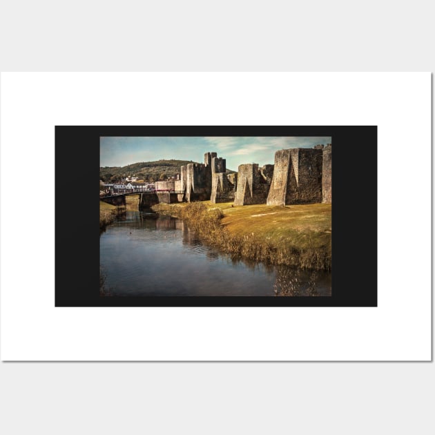 The Walls And Moat of Caerphilly Wall Art by IanWL